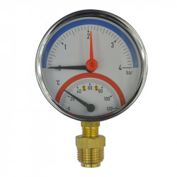 Termomanometer 0-4bar, 0-120 C, spodn vvod 1/2